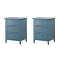 Set of 2 Engineered Wood 3-Drawer Nightstands O7621
