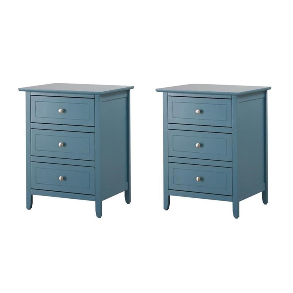 Set of 2 Engineered Wood 3-Drawer Nightstands O7621