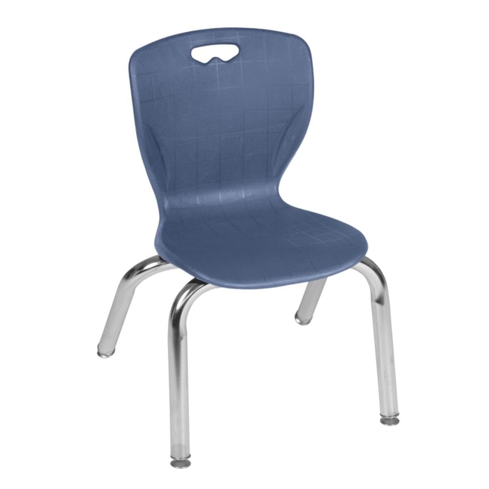 42" Square Mobile Table with 4 Blue Stack Chairs E763210