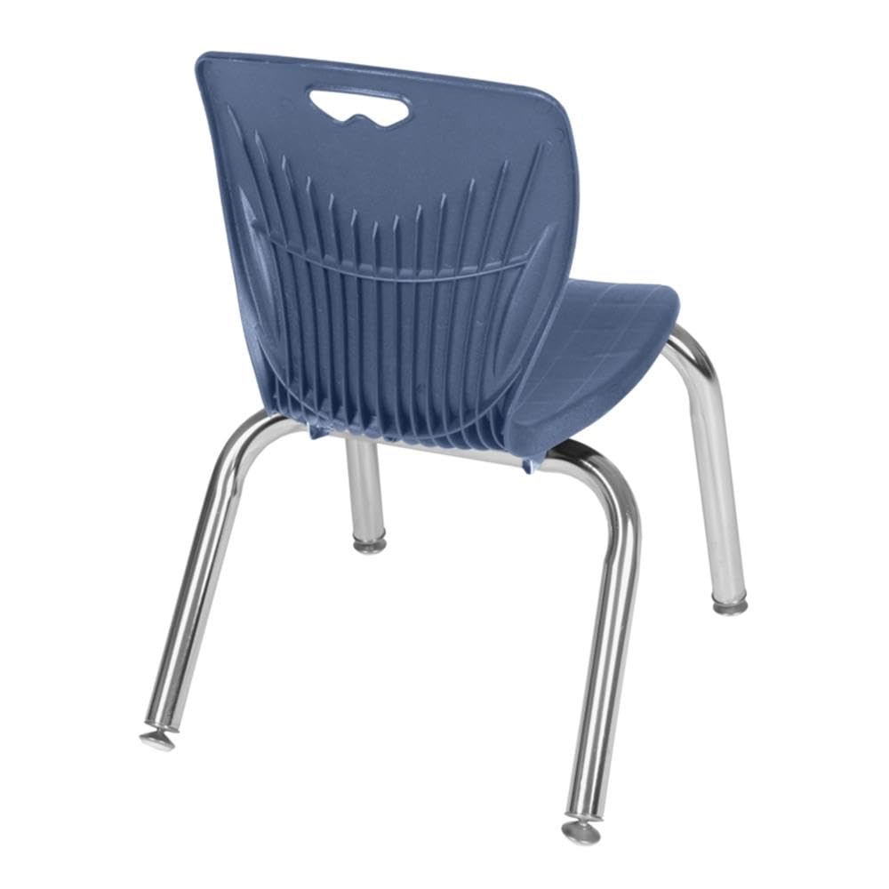 42" Square Mobile Table with 4 Blue Stack Chairs E763210