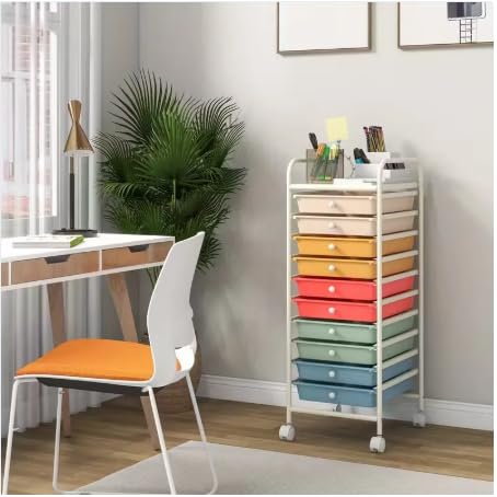 10 Drawer Rolling Storage Cart Organizer with Locking Wheels K272963