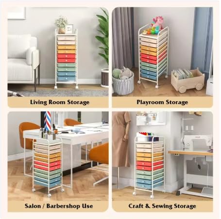 10 Drawer Rolling Storage Cart Organizer with Locking Wheels K272963