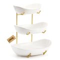 3 Tier Ceramic Fruit Bowl with Golden Metal Stand P37922