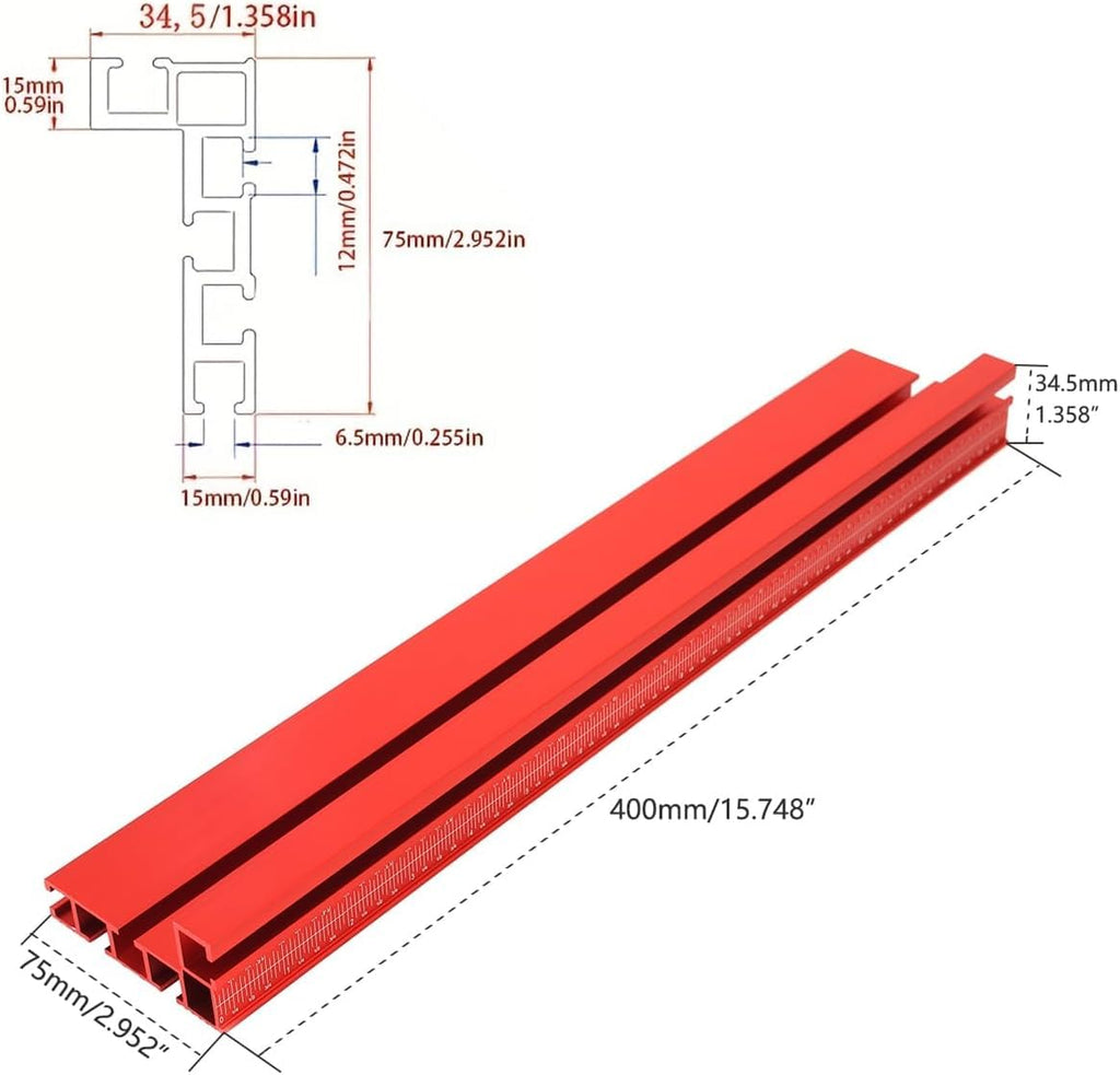 Aluminum Precision Miter Gauge with T-Track Fence and Flip Stop N95519