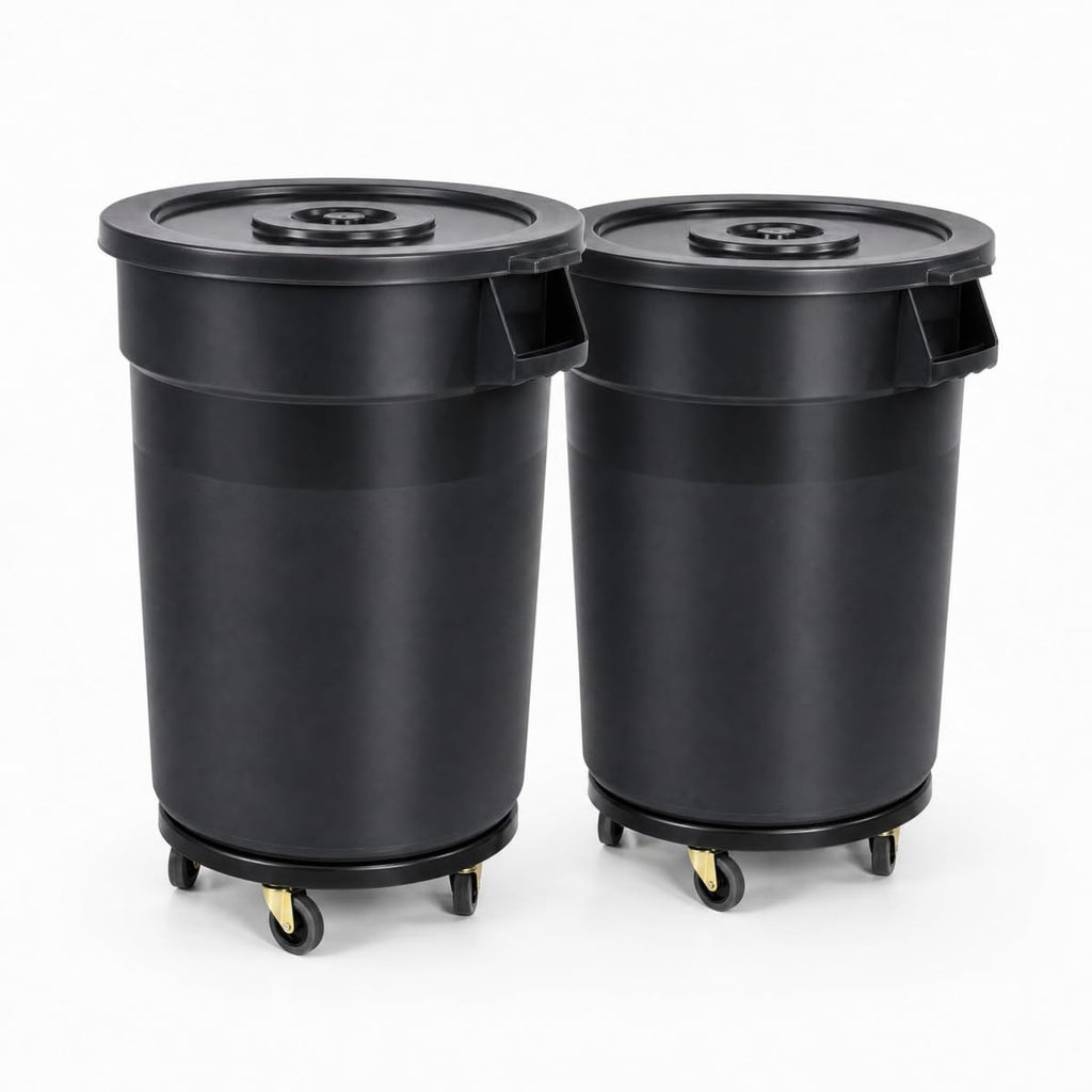 32 Gallon Outdoor Trash Can with Lid and Wheels, 2 Pack D423
