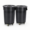 32 Gallon Outdoor Trash Can with Lid and Wheels, 2 Pack D423