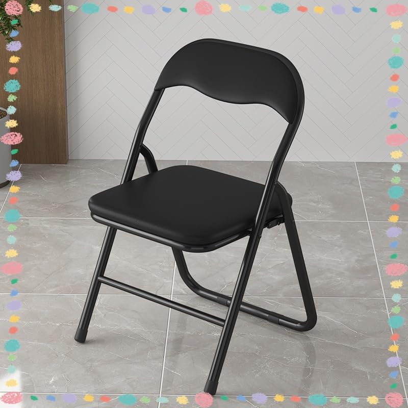 Black Padded Folding Chair with Backrest and Footrest A89734