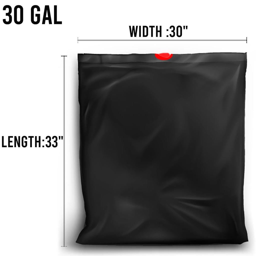 30 Gallon Drawstring Trash Bags, 150 Count Black Heavy Duty K6987
