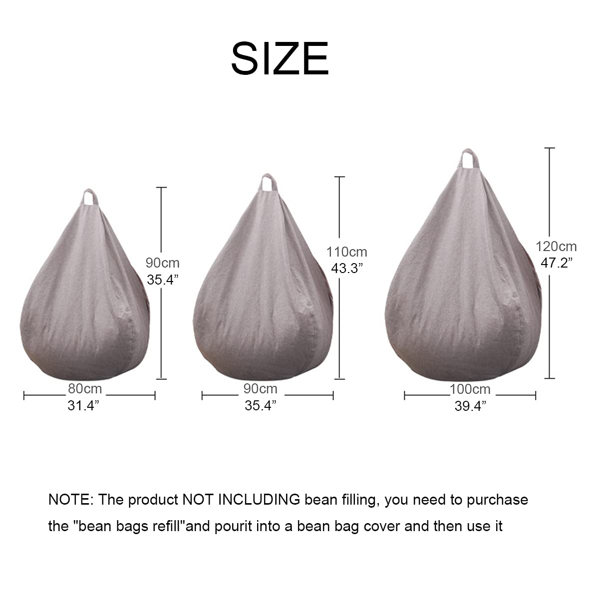 Cotton Linen Bean Bag Chair Cover 90x110cm S878
