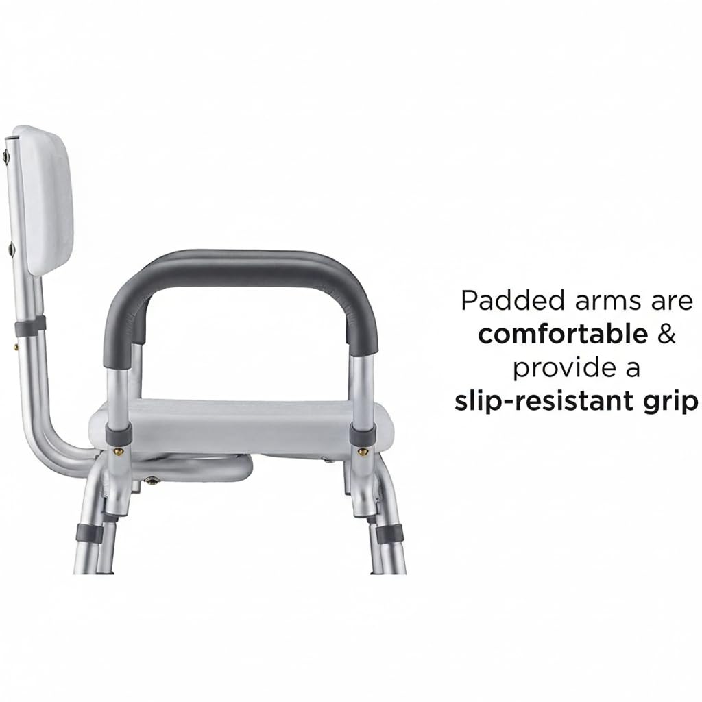 Bath Seat with Removable Arms & Back, 300 lb Capacity, Adjustable Height Q63337