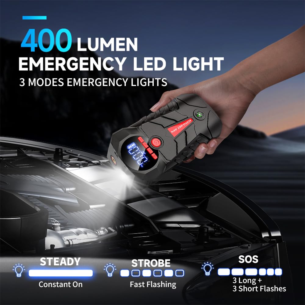 4-in-1 Car Battery Jump Starter with 150PSI Tire Inflator Q64459