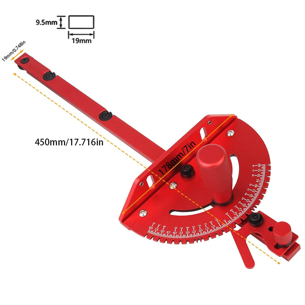 Aluminum Precision Miter Gauge with T-Track Fence and Flip Stop N95519
