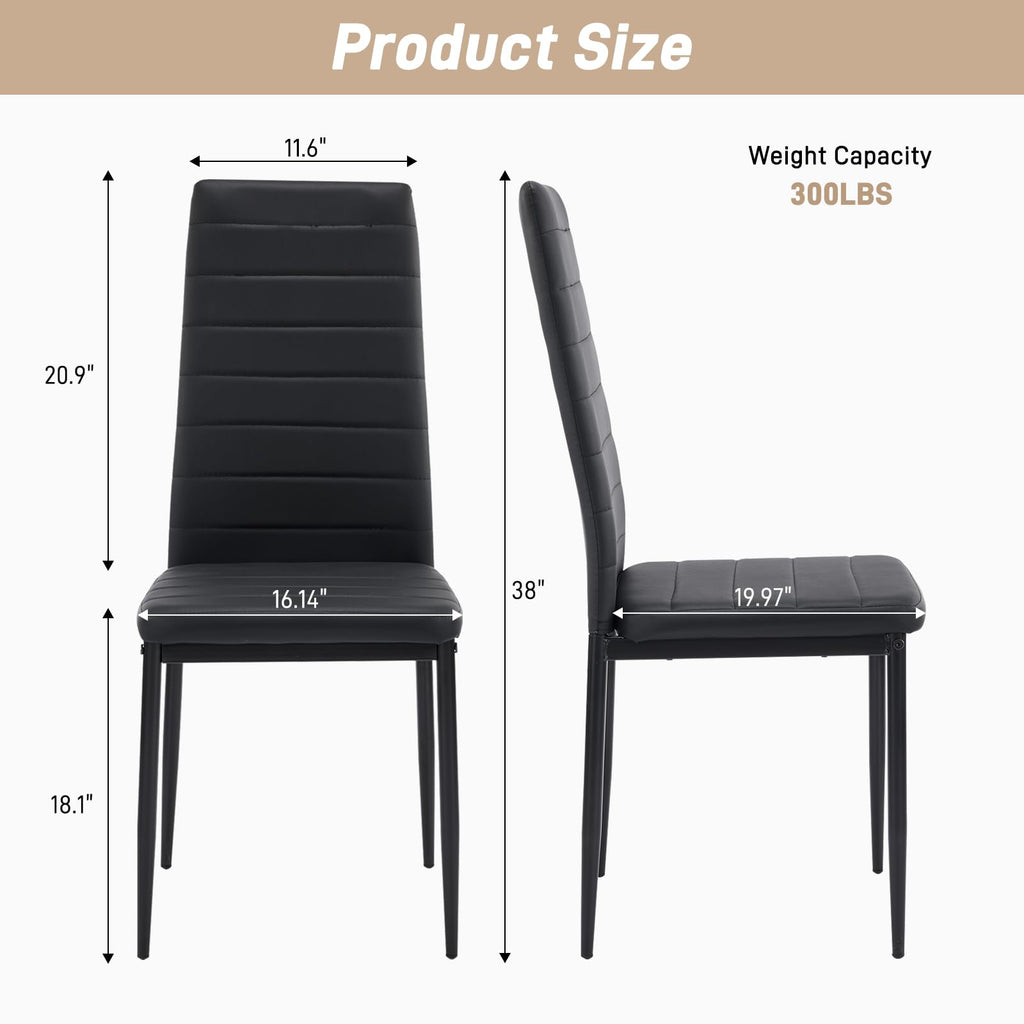 Black PU Leather Dining Chairs Set of 4 F9474