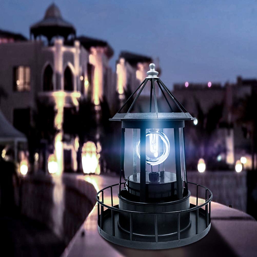 Solar Rotating Lighthouse Light LED Outdoor Garden Decoration Lantern J432