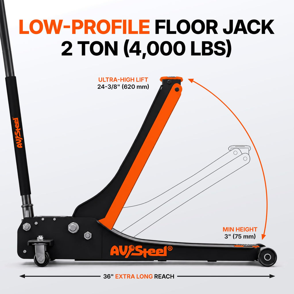 2 Ton Low Profile Floor Jack with Dual Piston Pump Z6359