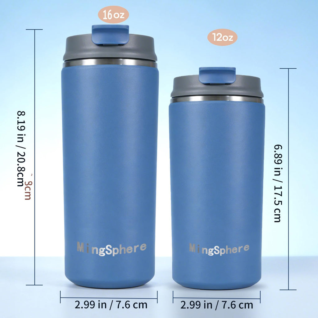 16oz Insulated Stainless Steel Coffee Cup with Flip Lid, Blue O5894
