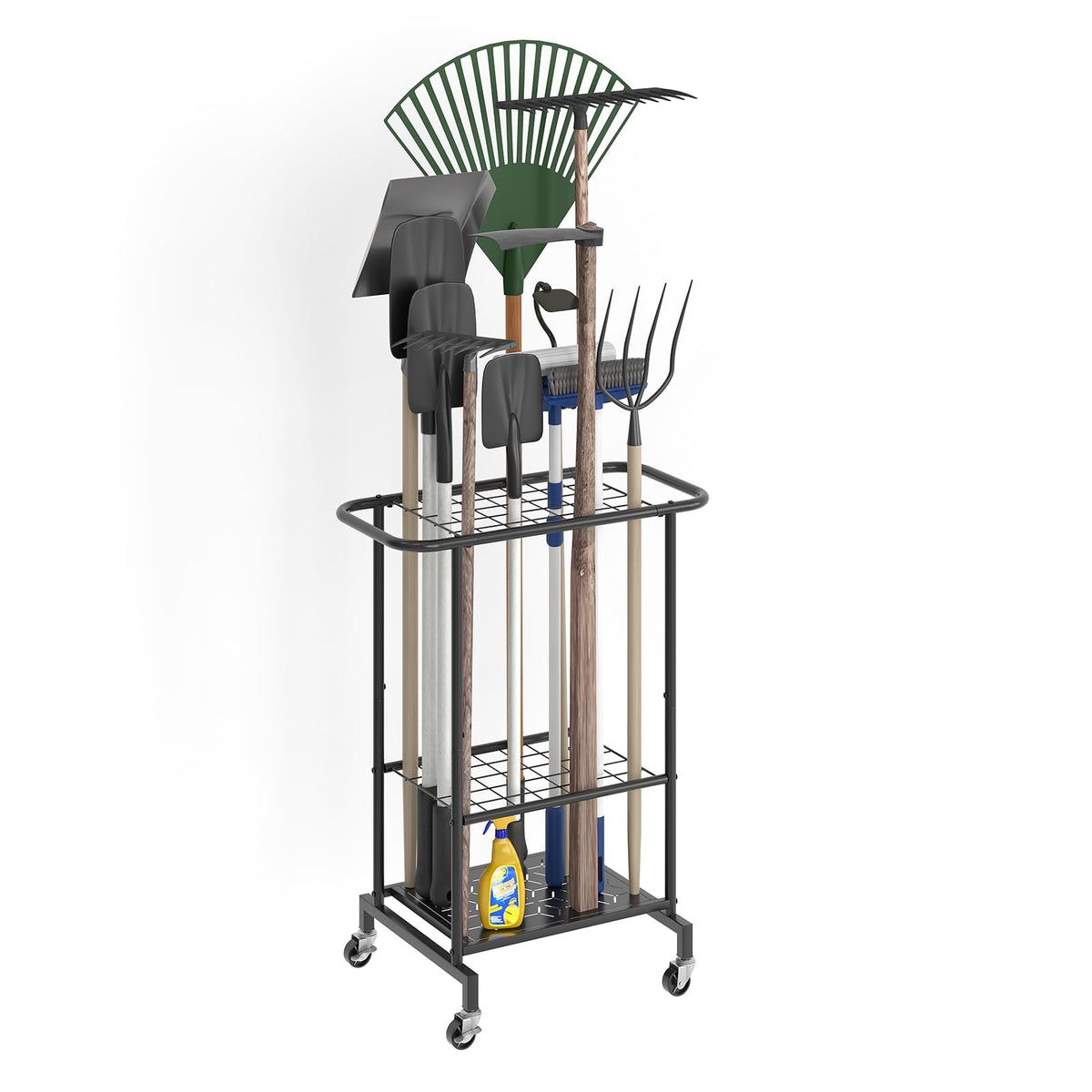 Heavy Duty Metal Garden Tool Organizer with Wheels I5766