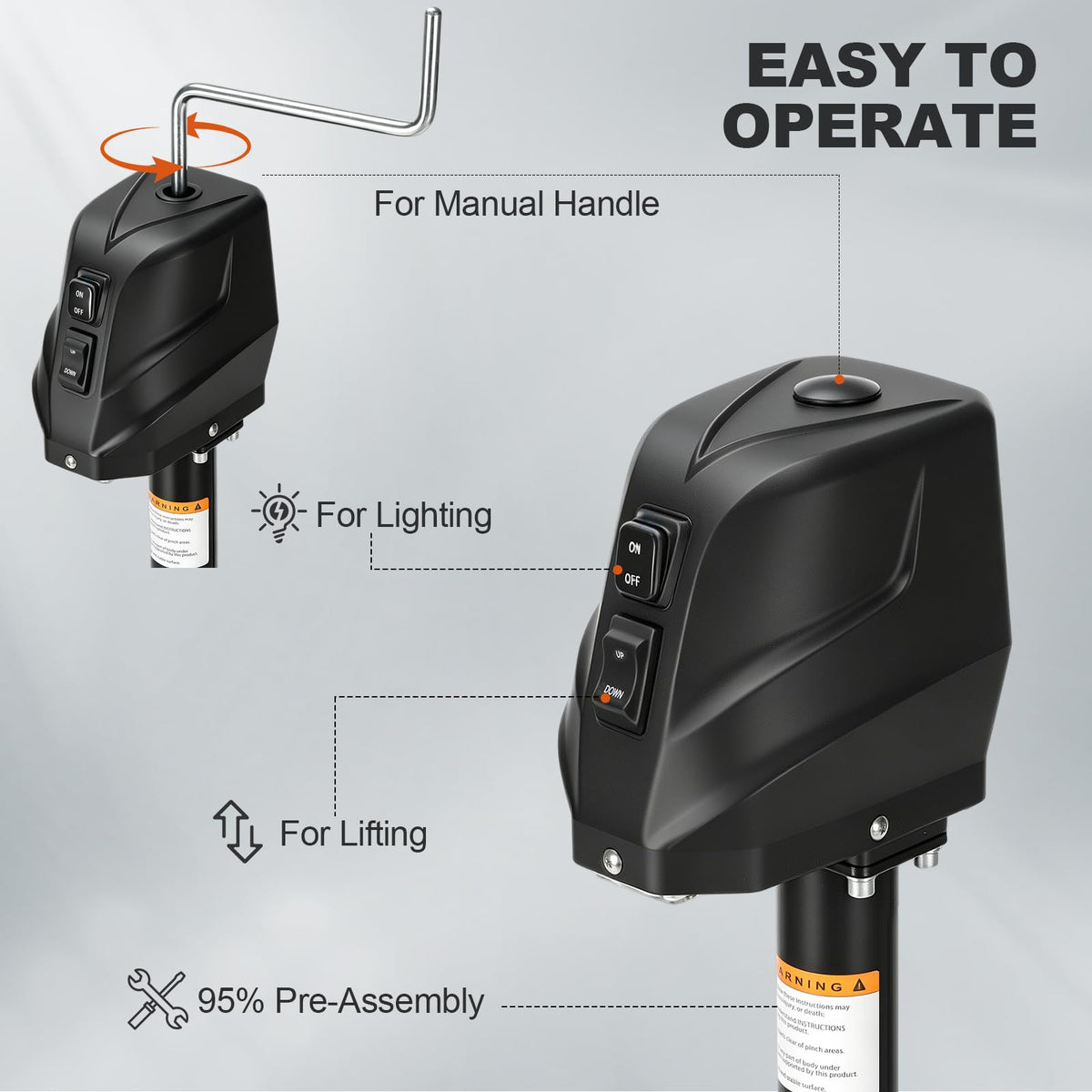 Electric Trailer Jack with Waterproof Cover & LED Light R69096