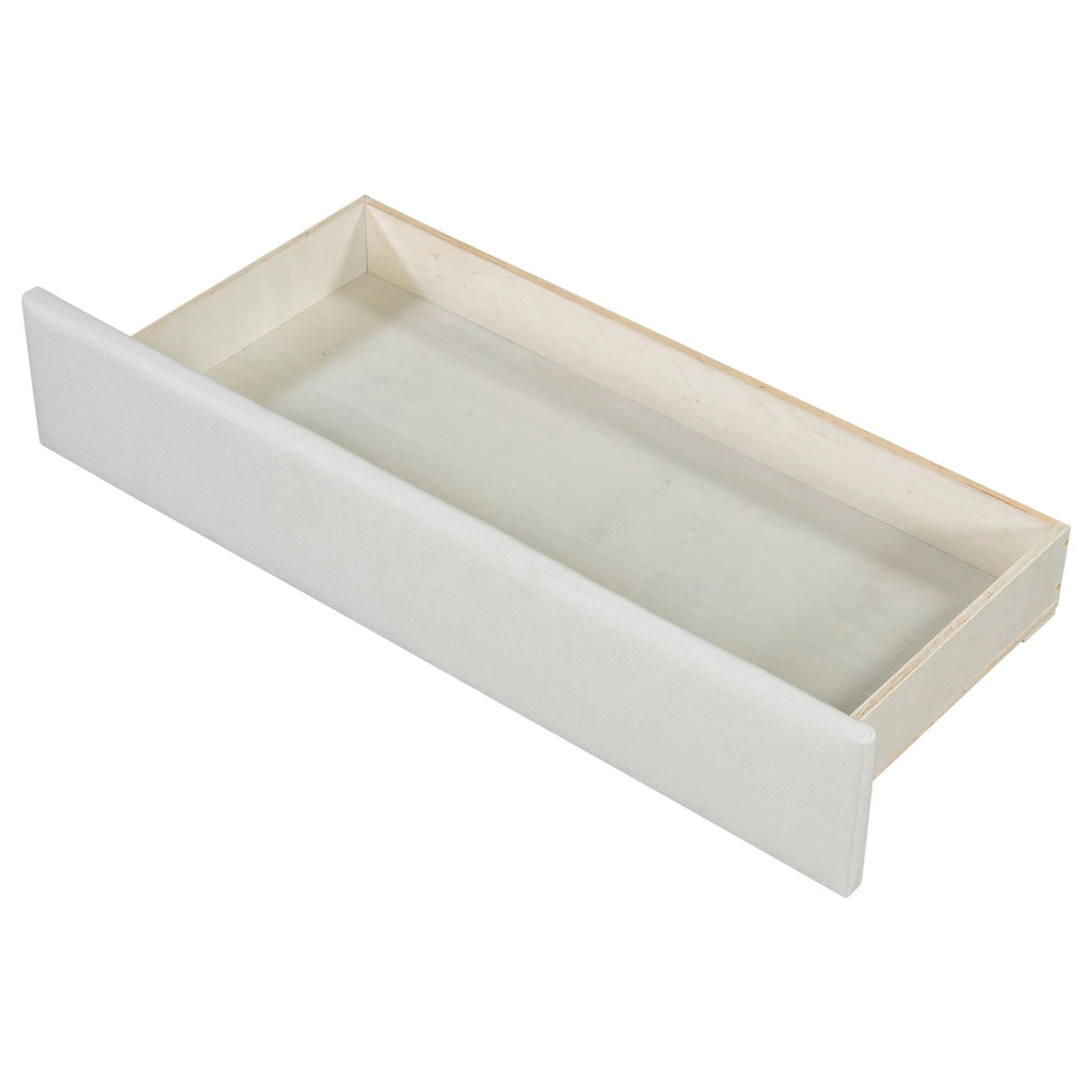 Beige Upholstered Daybed with Trundle and Storage Drawers Y420