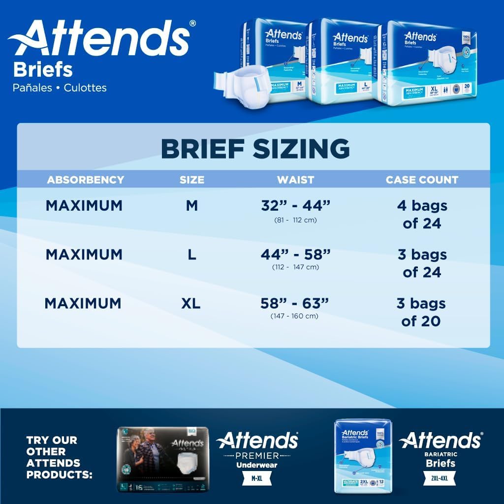 Adult Incontinence Briefs Medium Maximum Absorbency 24 Ct C4771