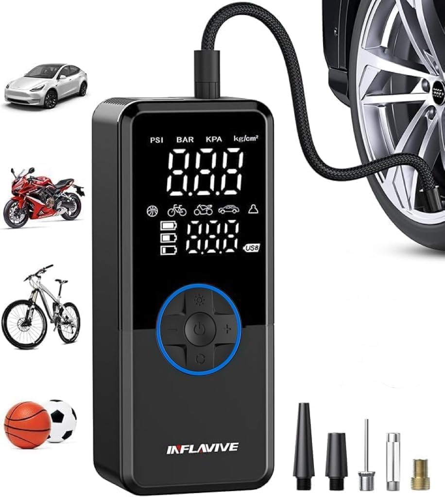 Portable Cordless Tire Inflator Air Compressor with Digital Gauge A247705