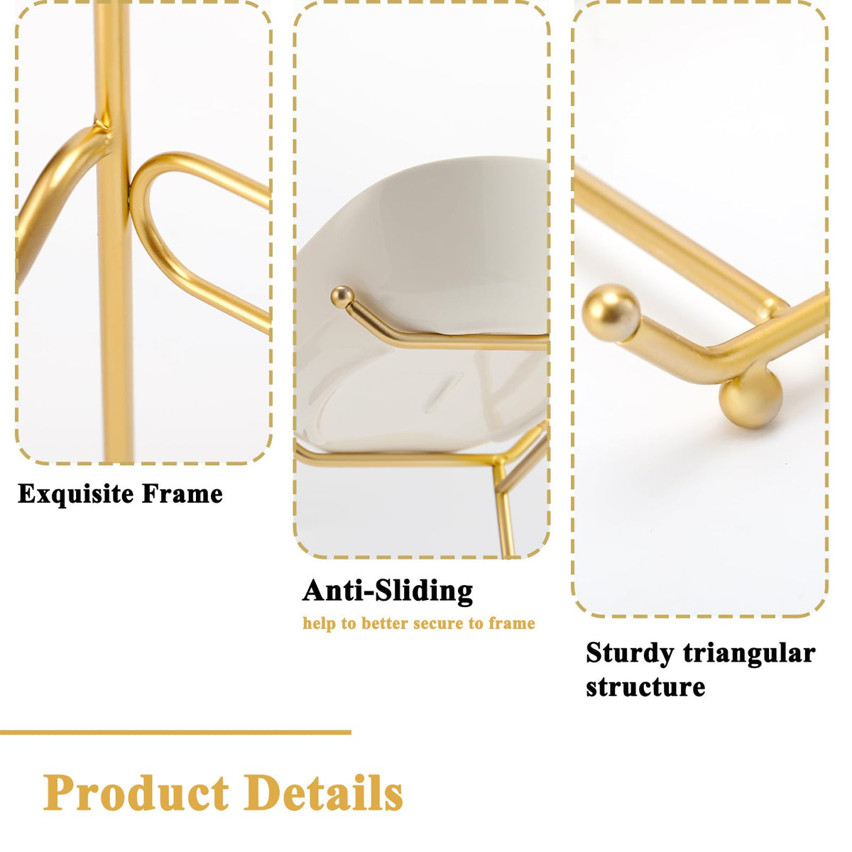 3 Tier Ceramic Fruit Bowl with Golden Metal Stand P37922