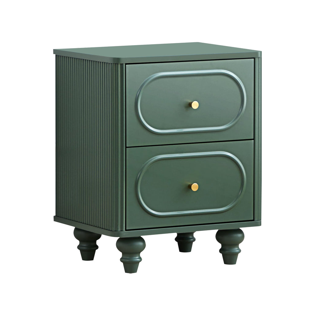 2 Drawer Fluted Nightstand Set of 2 Green K508153