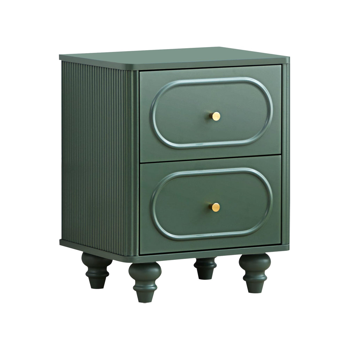 2 Drawer Fluted Nightstand Set of 2 Green K508153