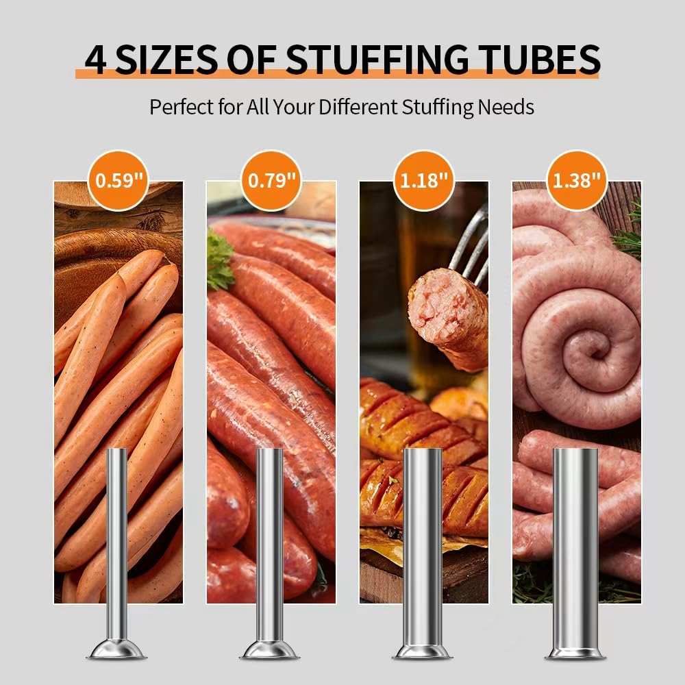 Manual Sausage Stuffer, 11Lbs/5L Meat Stuffer, 4 Stuffing Tubes I7393