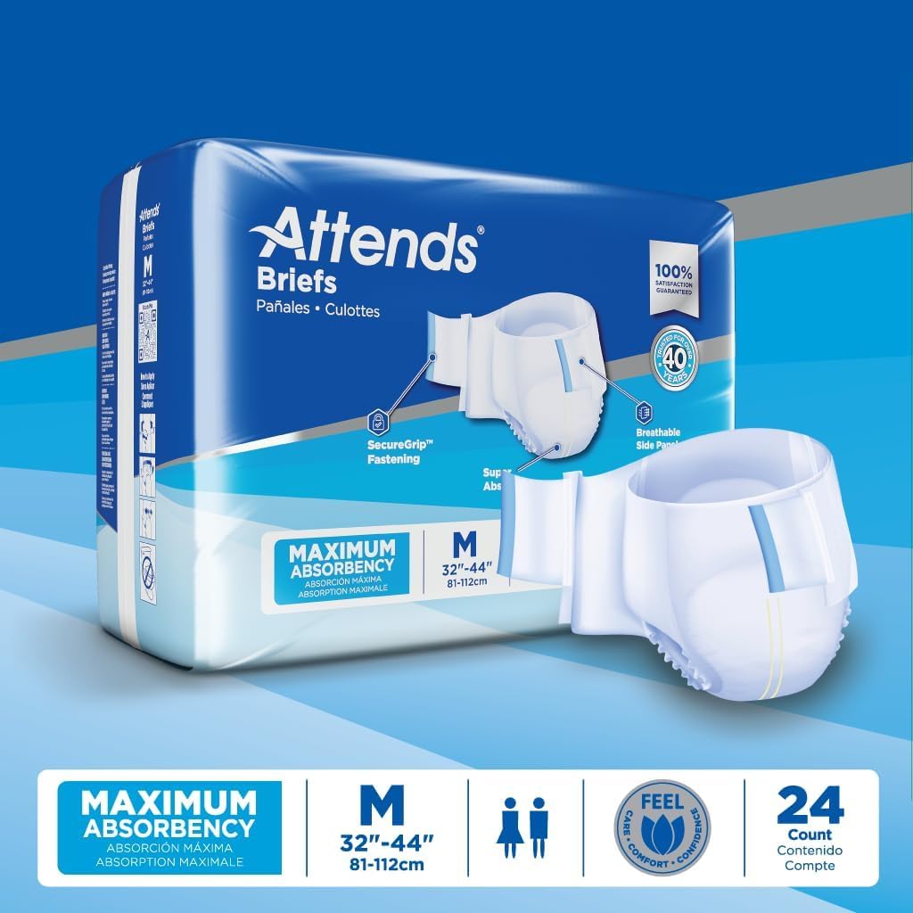 Adult Incontinence Briefs Medium Maximum Absorbency 24 Ct C4771
