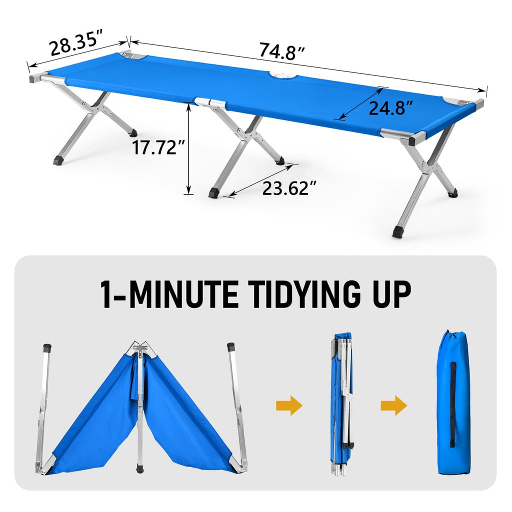 Folding Camping Cot with Carry Bag, Blue L663