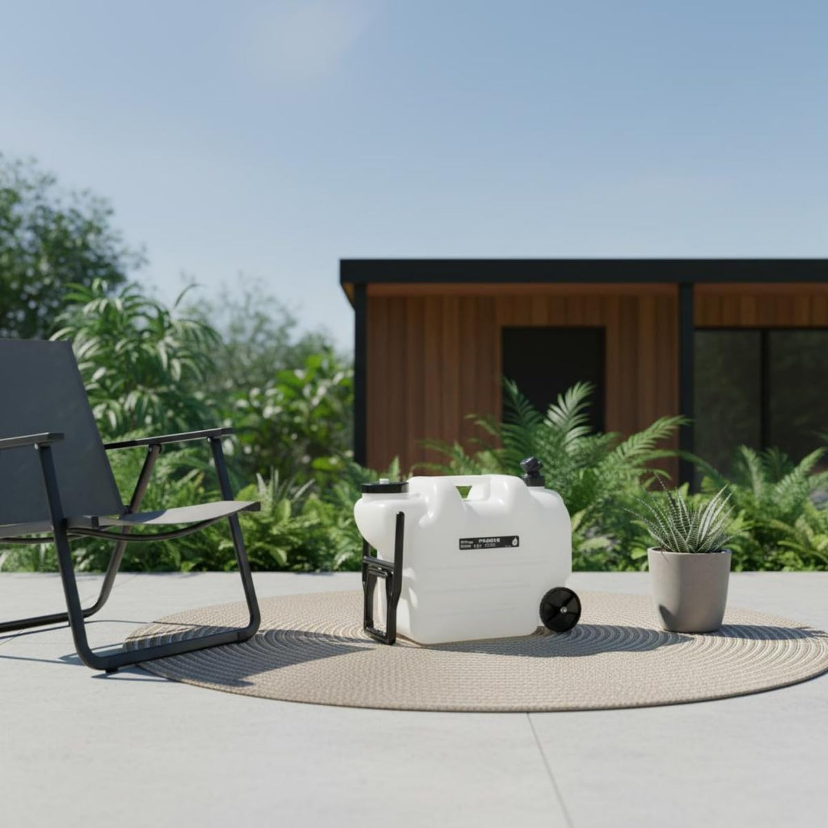 Black Portable Water Tank with Faucet and Wheels G86021