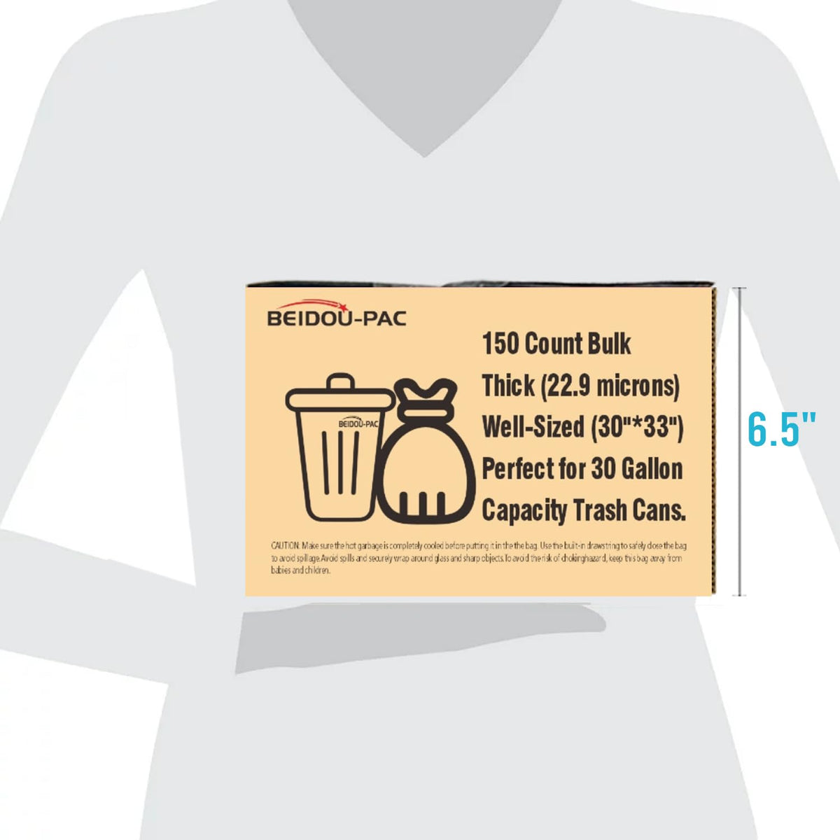 30 Gallon Drawstring Trash Bags, 150 Count Black Heavy Duty K6987