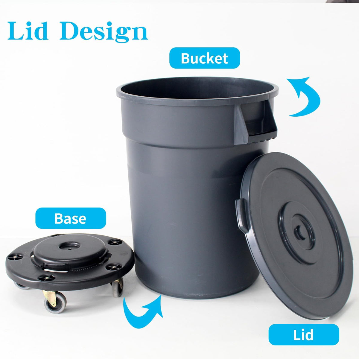 32 Gallon Outdoor Trash Can with Lid and Wheels, 2 Pack D423