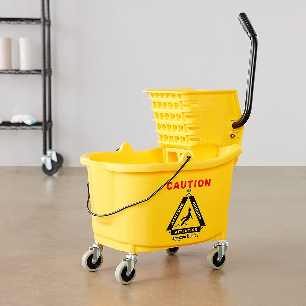 Yellow 35-Quart Mop Bucket on Wheels Y985029