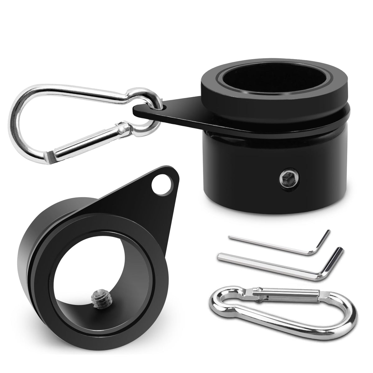 Aluminum Alloy 360° Rotating Flag Pole Rings with Carabiner, Pack of 2 F471