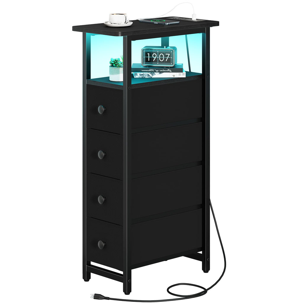 Narrow Nightstand with Charging Station W4108