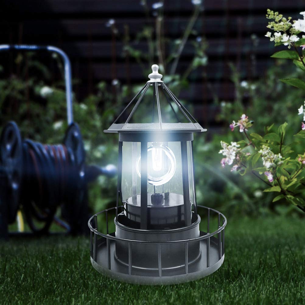 Solar Rotating Lighthouse Light LED Outdoor Garden Decoration Lantern J432