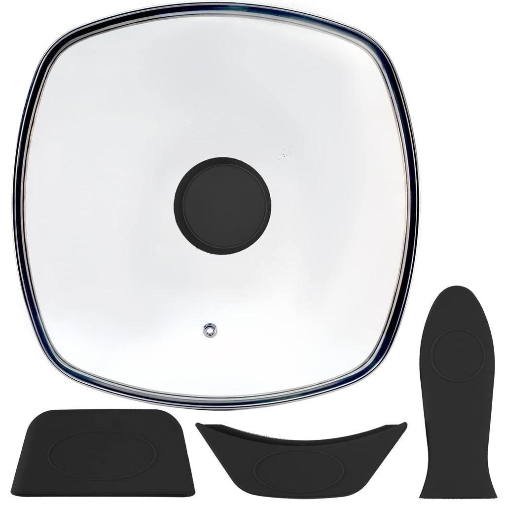 10.5 Inch Vented Square Glass Lid with Silicone Knob F968483