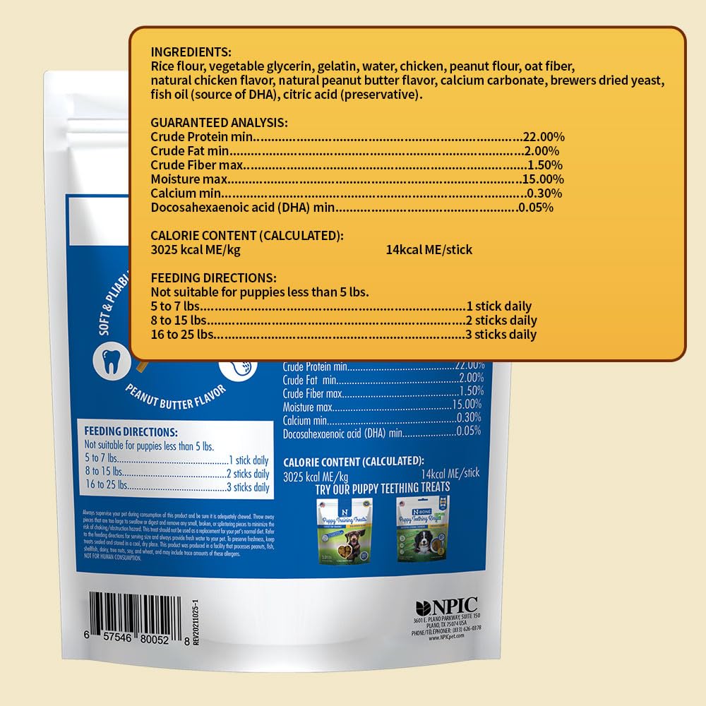Peanut Butter Flavor Natural Puppy Chew Sticks 3.7oz C48180