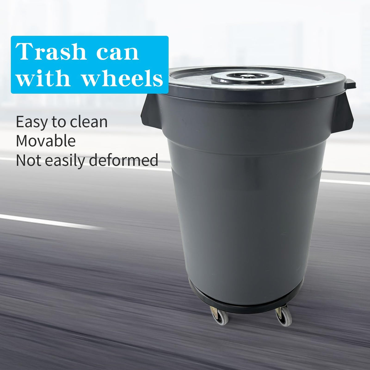 32 Gallon Outdoor Trash Can with Lid and Wheels, 2 Pack D423