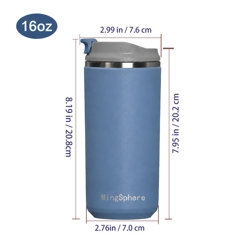 16oz Insulated Stainless Steel Coffee Cup with Flip Lid, Blue O5894