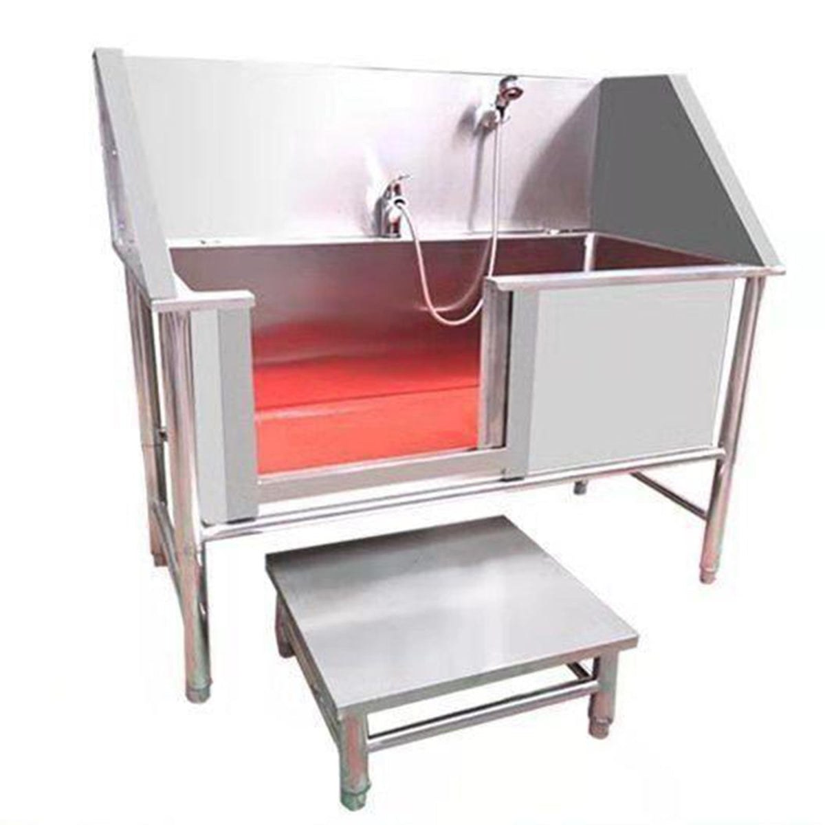 47 Inch Stainless Steel Dog Grooming Tub with Walk-in Stairs L677829
