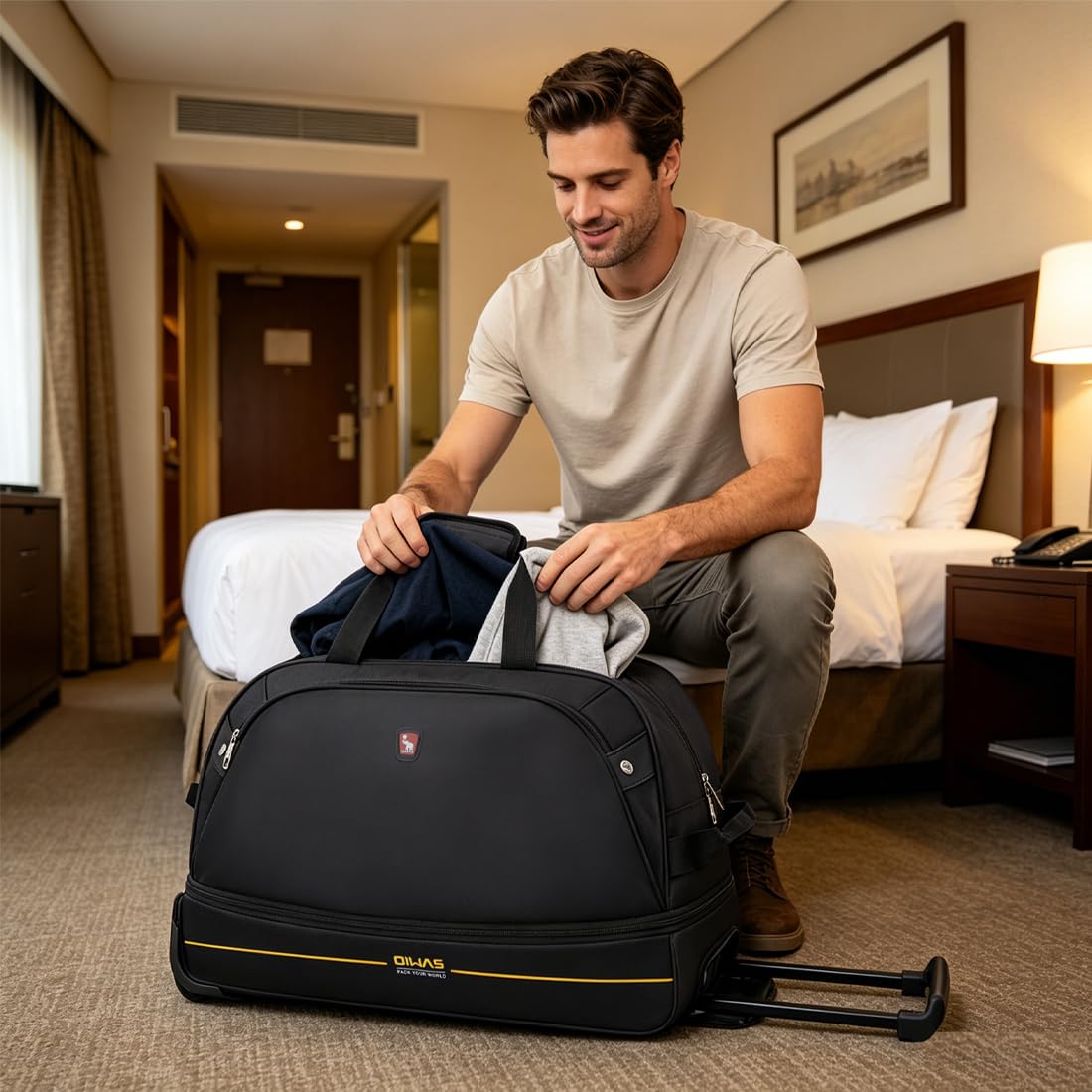 Rolling Duffle Bag with Wheels, 22 inch Carry On Bag G17255