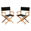 2 PCS Black Solid Wood Folding Director Chairs with Armrests E950