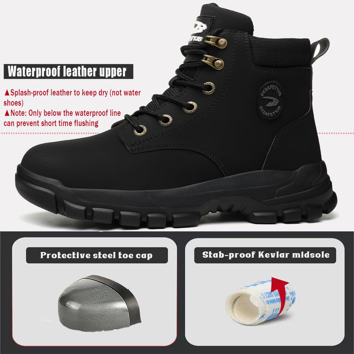 Waterproof Lightweight Steel Toe Safety Shoes W49583