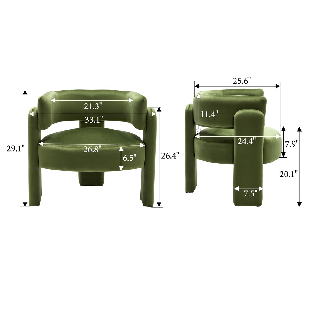 Set of 2 Green Upholstered Accent Chairs with Arms R927776