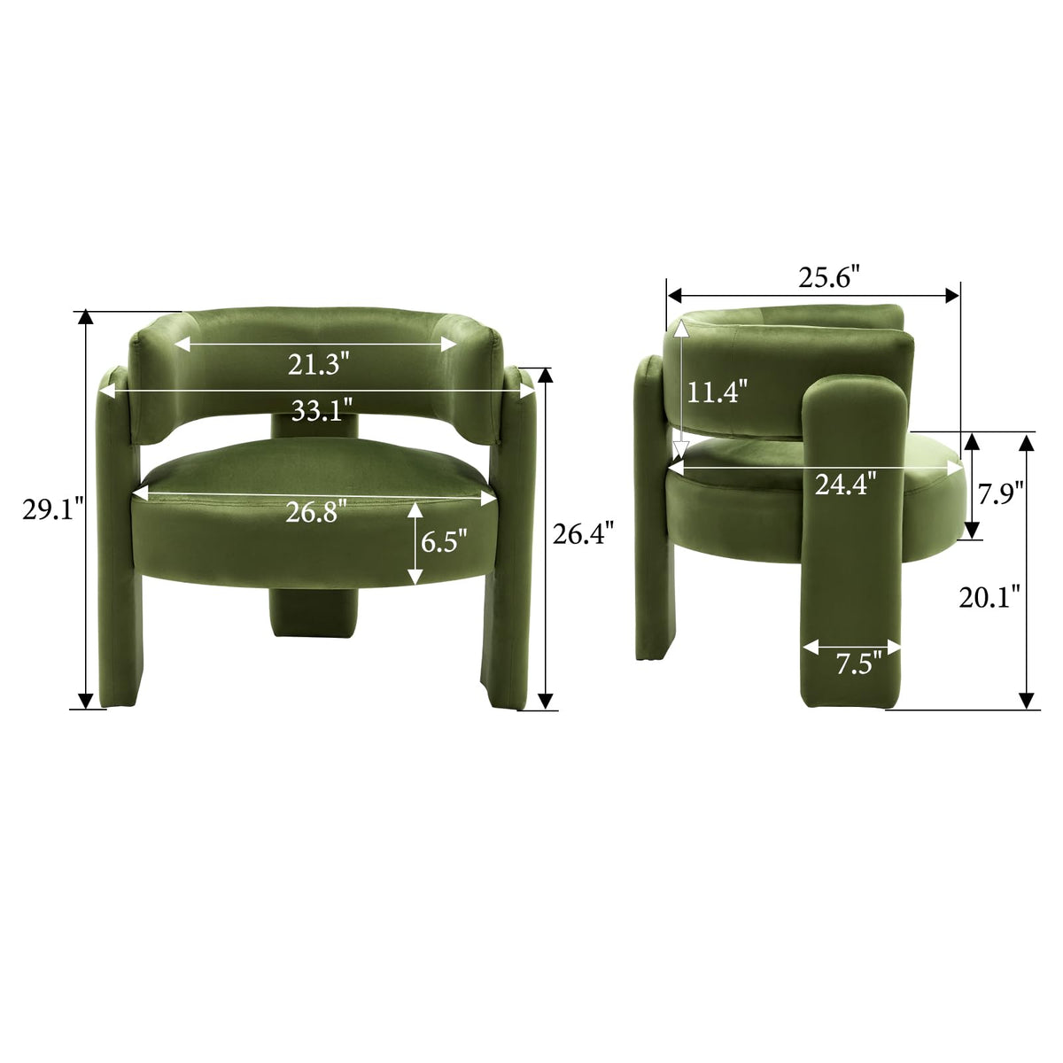 Set of 2 Green Upholstered Accent Chairs with Arms R927776