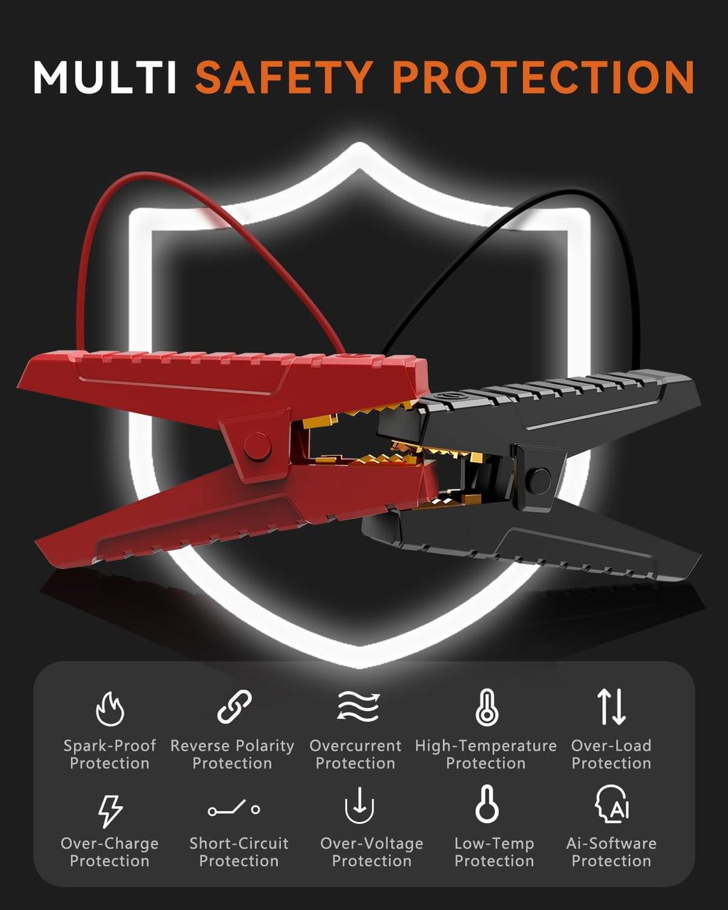 2000A Peak 20000mAh 12V Lithium Jump Starter Battery Pack with LCD Screen and LED Light D3658