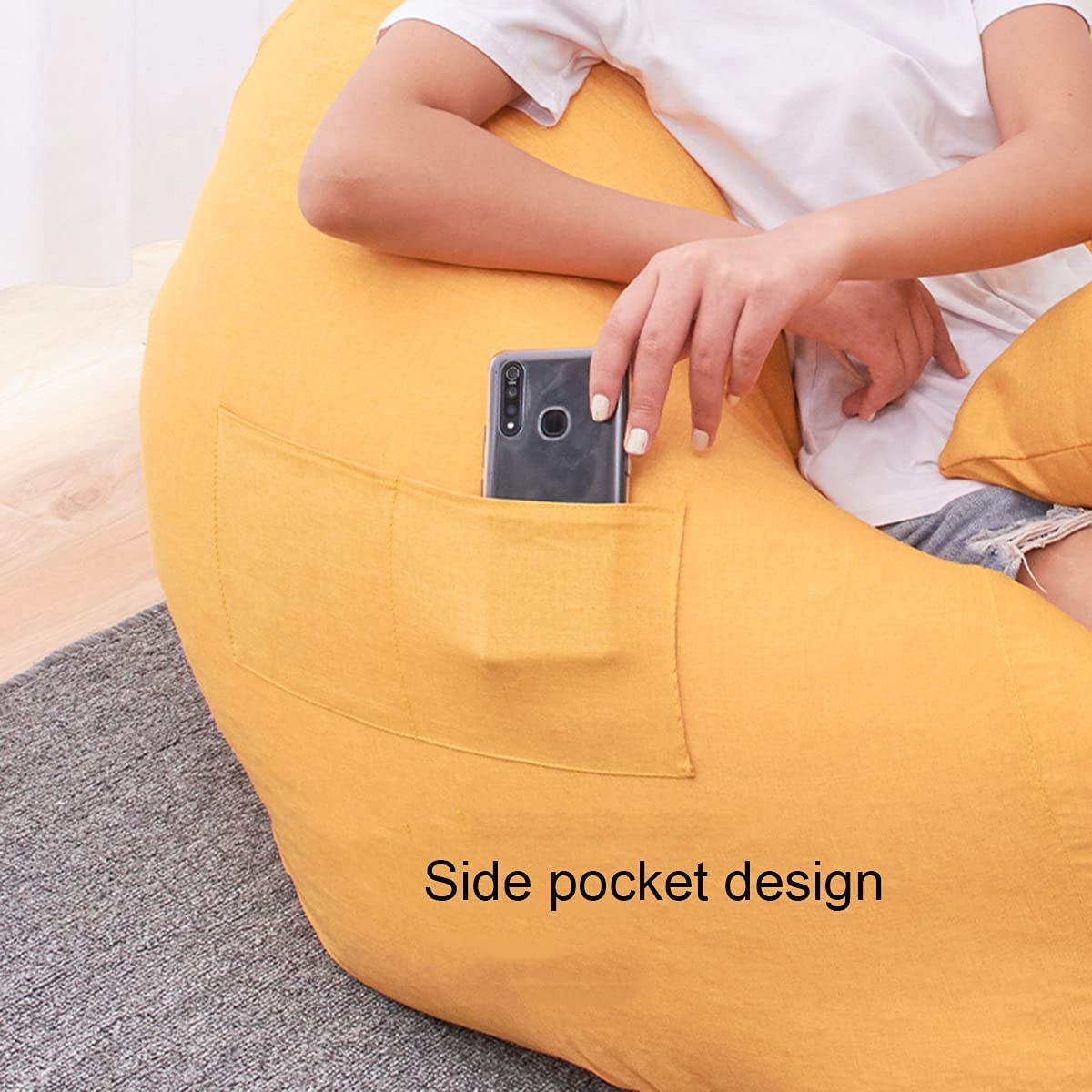 Cotton Linen Bean Bag Chair Cover 90x110cm S878